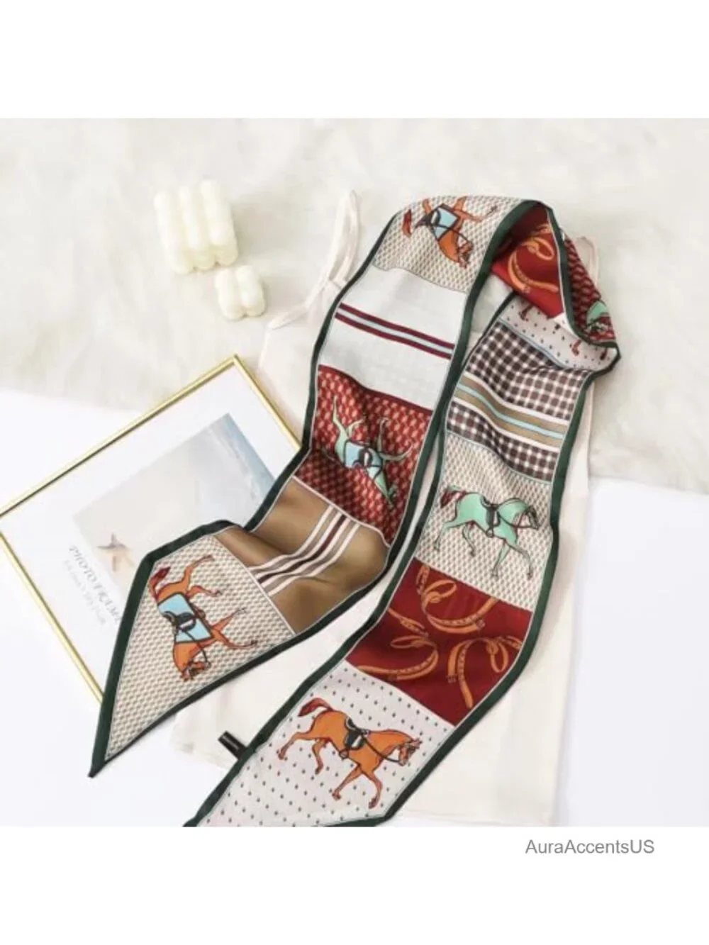 Silk Feel Polyester Head Scarf Lightweight Neck Tie Fashion Headwrap for Women